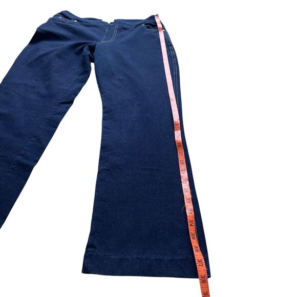 Pajama Jeans Womens Medium Pull On Stretch Pants Denim Wide Leg Dark Wash - Picture 9 of 16